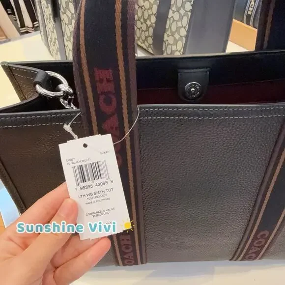 NWT Coach Smith Tote CU997 Leather Silver/Black Multi